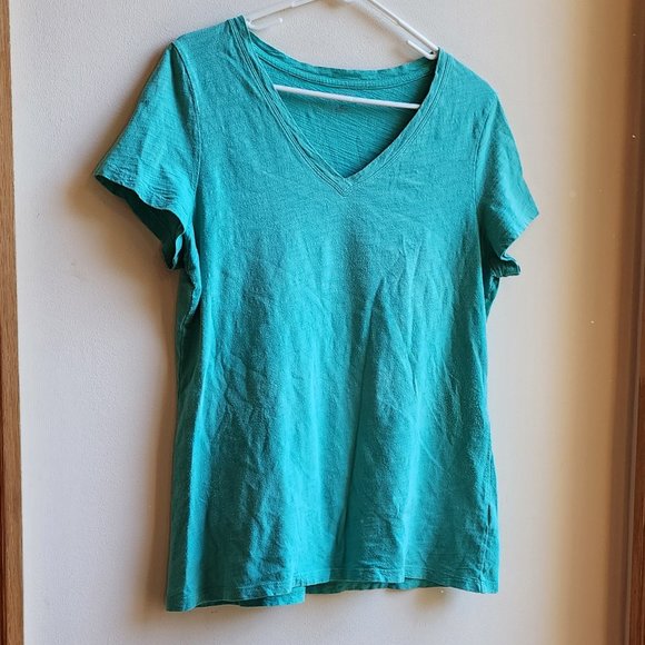 Tommy Hilfiger Aqua V-Neck T-Shirt Size Large - Picture 2 of 16